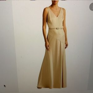 Size 10 beautiful brand new Ralph Lauren soft gold gown.  Never warn.